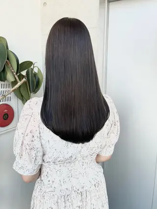 ロング カラー パーマ ヘアアレンジ 透明感/オリーブ/ グレージュ/YUKAのヘアスタイル