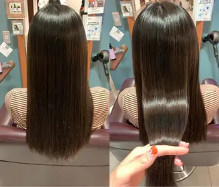 ロング パーマ 傷ませない縮毛矯正／ 吉岡 美江のヘアスタイル