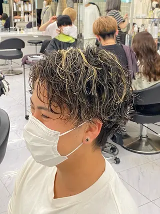 ミディアム パーマ ヘアアレンジ メンズ メンズ特化 水口湧太のヘアスタイル