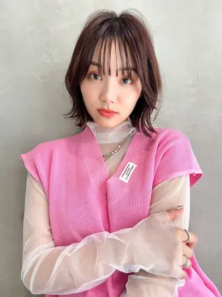 ミディアム カラー パーマ ヘアアレンジ ✂️ボブ/レイヤー /艶カラー🌷喜美花のヘアスタイル