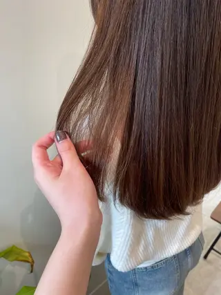 ロング カラー 垢抜け小顔レイヤー オリーブ/スミレのヘアスタイル