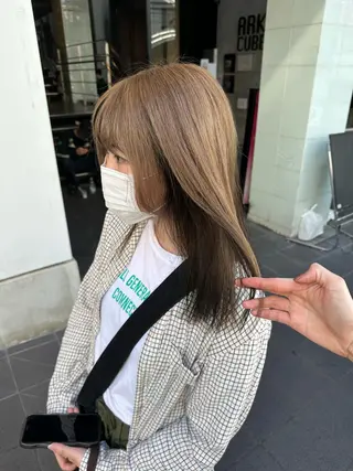 セミロング カラー ヘアアレンジ 天神/ブリーチ/ ブリーチなしカラーのヘアスタイル
