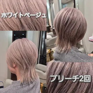 ショート カラー 雅/ダブルカラー/ 白髪ぼかしハイライトのヘアスタイル