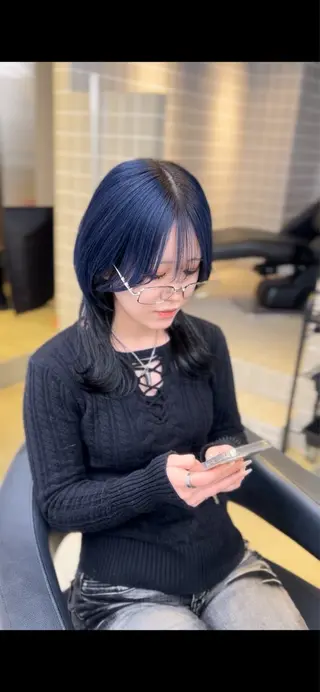 セミロング カラー パーマ ヘアアレンジ メンズ キッズ 🦋韓国レイヤー｜ 透明感グレージュ🦋のヘアスタイル