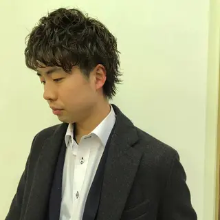 ショート カラー パーマ メンズ ニュアンスパーマ/ レイヤー/茶屋町のヘアスタイル