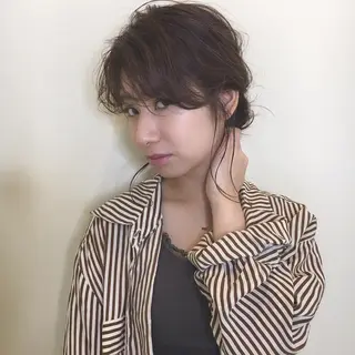 ミディアム ヘアアレンジ 薬院:今泉/上川美幸 ボブ/顔周りレイヤーのヘアスタイル