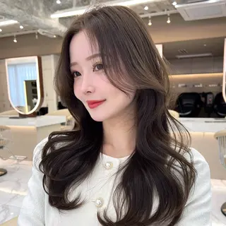 セミロング カラー レイヤー|縮毛矯正 |韓国ボブ|岡田洸太のヘアスタイル