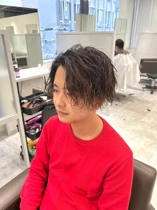 ショート カラー パーマ メンズ 関西センターパート メンズモデル募集のヘアスタイル