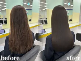 ロング ブリーチ縮毛矯正加藤 赤み無し透明感ヘアのヘアスタイル