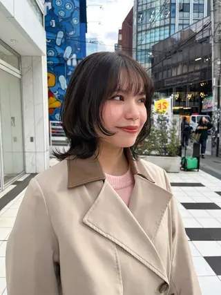 ミディアム カラー 柔らかい艶暖色 レイヤー🫧姫汝のヘアスタイル