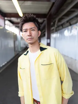 ショート メンズ ⚡メンズパーマフ ェードカットTomyのヘアスタイル