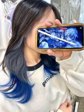 ミディアム カラー インナーカラー 推し ブリーチ  髪質改善のヘアスタイル