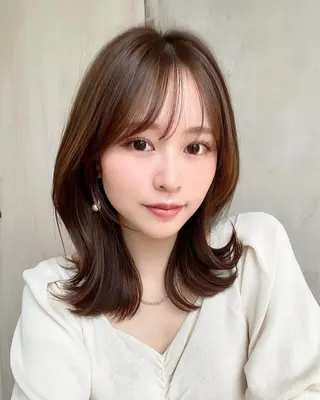 ミディアム 🧡くびれヘア/前髪 顔周り🧡久原結衣のヘアスタイル