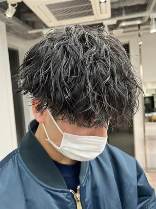 ミディアム パーマ メンズ 天神大名メンズパーマ メンズショートのヘアスタイル