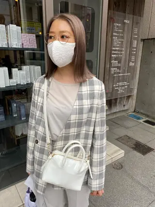 ミディアム カラー パーマ ヘアアレンジ メンズ キッズ ネイル mana 暖色カラーカットのヘアスタイル