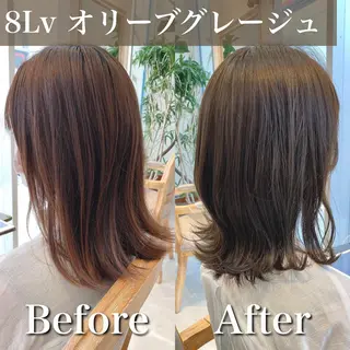 ミディアム カラー ブリーチなし✨艶髪 カラー𓃲YAGIのヘアスタイル
