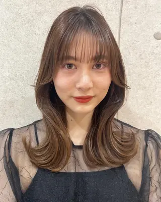 ミディアム カラー ヘアアレンジ 対馬 粘音のヘアスタイル