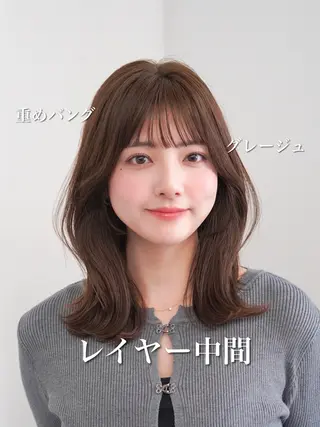 ミディアム カラー ren ボブロブ/ミディアムのヘアスタイル