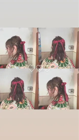 セミロング カラー パーマ ヘアアレンジ 加藤 綾華のヘアスタイル