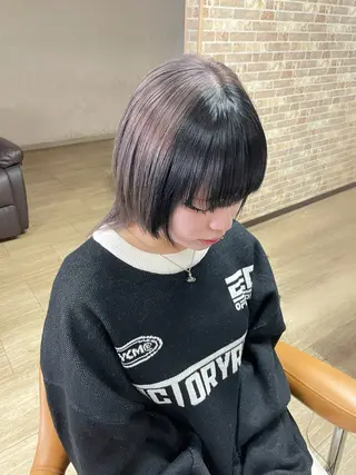 ミディアム カラー 徳留 もも花のヘアスタイル