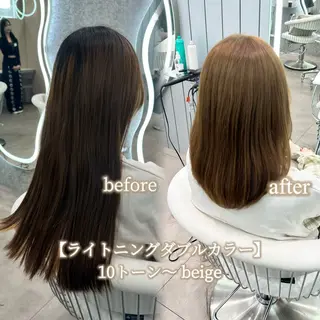 ミディアム カラー ヘアアレンジ ブリーチなしW🎀 髪質改善／はのんのヘアスタイル