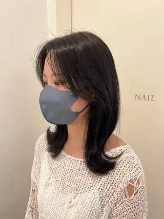 ミディアム カラー ヘアアレンジ 艶カラー/髪質改善 /顔まわり/内藤　輝のヘアスタイル