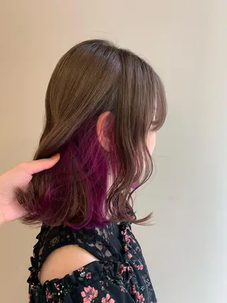 ミディアム カラー 顔まわりカット✄ ベージュカラー🧸のヘアスタイル
