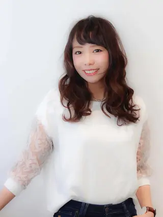 セミロング カラー パーマ 髪質改善🌈縮毛矯正 荻原　達矢のヘアスタイル