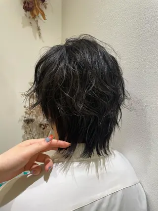 ショート メンズ メンズハイライト × perm Runoのヘアスタイル