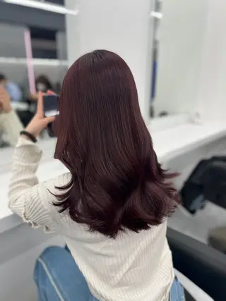 セミロング カラー 💖似合わせカラー レイヤー💖縮毛矯正のヘアスタイル
