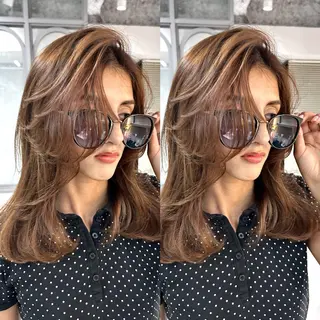 ロング カラー パーマ キッズ 盛れる艶カラー× レイヤーカット/咲来のヘアスタイル