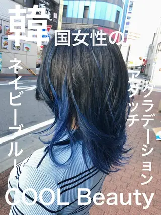 セミロング カラー ヘアアレンジ ✖️リーアキト LEEAKITO✖️のヘアスタイル