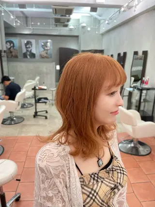 セミロング ⭐️韓国ブリーチ 顔周りカット⭐️のヘアスタイル