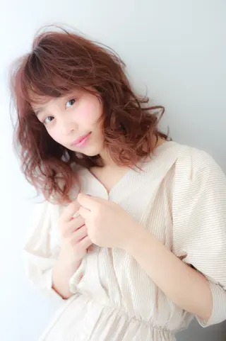 ミディアム カラー パーマ レイヤーカット✂️ 横浜No1♡下鳥翔子のヘアスタイル