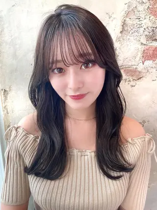 セミロング カラー 顔周り/くびれヘア 韓国ヘア💕風間るなのヘアスタイル