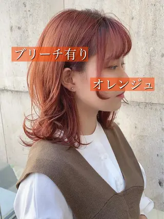 ミディアム カラー モテ前髪 タゴメ シンヤのヘアスタイル