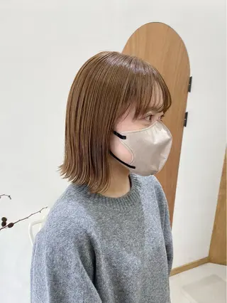 ミディアム カラー ヘアアレンジ ハル🌸柔色/ ブリーチなし/艶髪のヘアスタイル