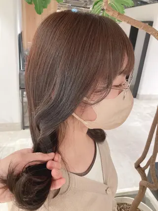 ミディアム カラー スキバサミを使わない カット🌼唯🌼のヘアスタイル