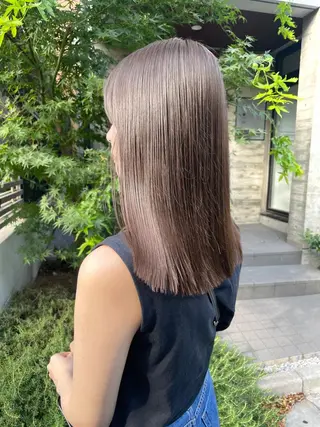 ミディアム カラー 顔周りカット 【オノザワリョウ】のヘアスタイル