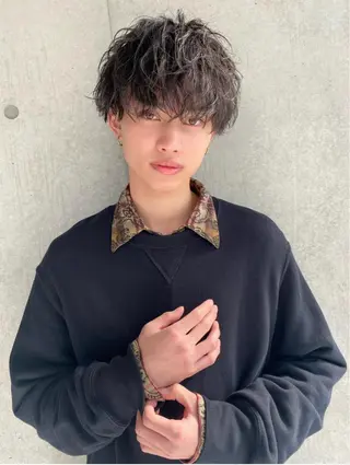 パーマ メンズ 大人っぽ♡上品な暖色 ♡ブリーチなし♡のヘアスタイル