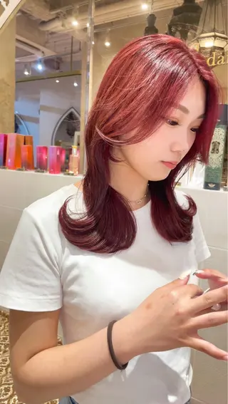 カラー ブリーチなし 透明感カラー/艶髪のヘアスタイル