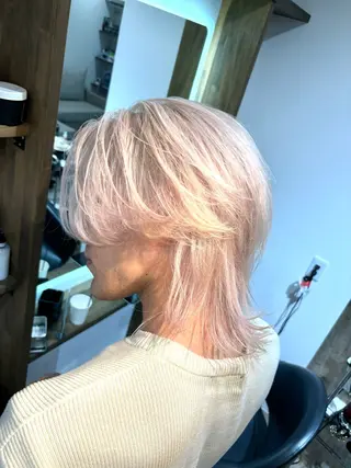ミディアム メンズ RAIA💎ケア ブリーチ＆パーマ💎のヘアスタイル