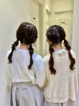 ヘアアレンジ エクステ🎀 暖色カラー🎀amiのヘアスタイル