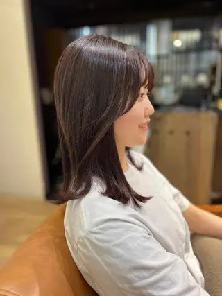 セミロング カラー miku 三ノ輪のヘアスタイル