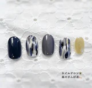 ネイル ショートネイル 森のさんぽ道のネイルデザイン