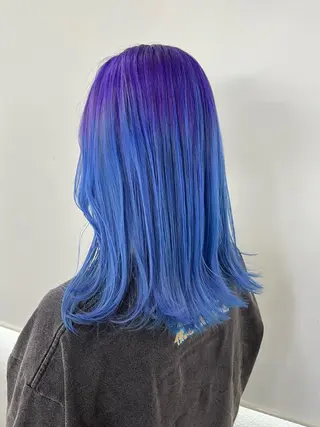 セミロング カラー エクステ ハイトーン 💭黒崎ハルカのヘアスタイル