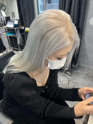 ミディアム カラー mimiiy梅田 中崎町ハイトーンのヘアスタイル