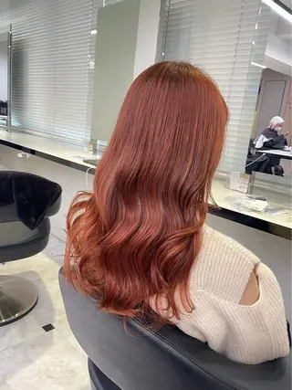 ロング カラー オレンジ届けます🦊 HARUNEのヘアスタイル