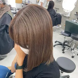 セミロング カラー Lull1人美容室 バレイヤージュのヘアスタイル