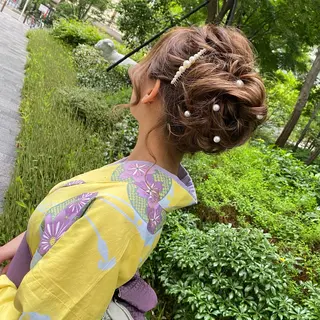 セミロング ヘアアレンジ 竹野 実優のヘアスタイル